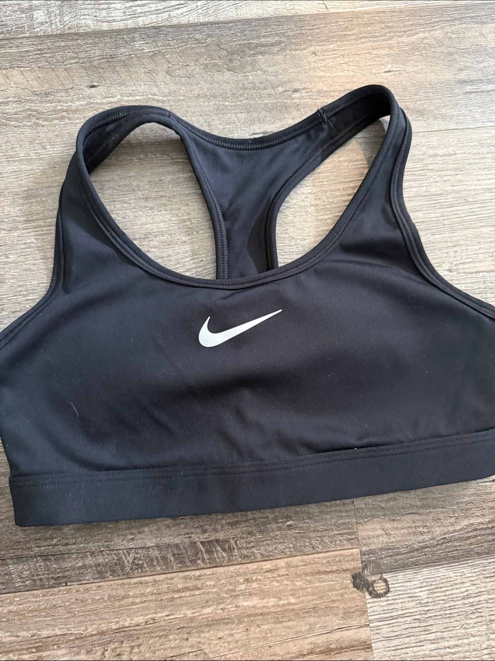 Nike Black Racerback Sports Bra with White Swoosh